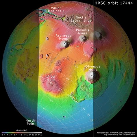 ESA Topography Of Tharsis Region On Mars