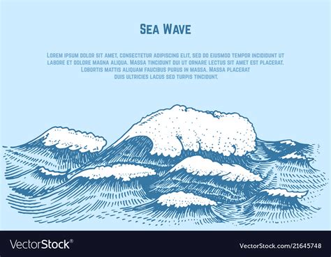 Atlantic Tidal Waves Vintage Old Engraved Hand Vector Image