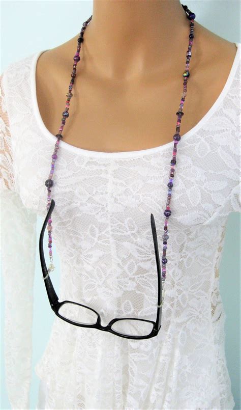 Purple Beaded Eyeglass Chain Glasses Holder Glasses Chains For Etsy