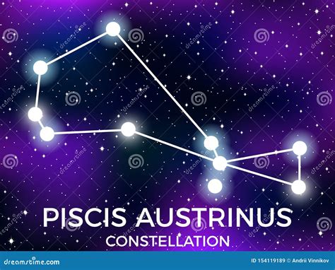 Piscis Austrinus The Southern Fish Constellation On A Starry Space