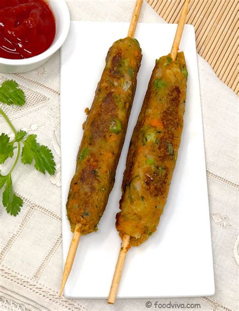 Veg Seekh Kabab Recipe - Vegetarian Healthy Starter - Step by Step