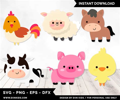 Farm Animal Svg, Barnyard Animals Svg, Animal Cut Files, Farm Animal ...