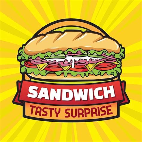 Premium Vector Sandwich Logo Design With Emblem And Ribbon Logo