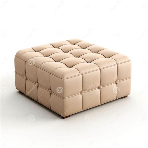 Cream Ottoman Realistic 3d Render Of Beige Ottoman Stock Illustration