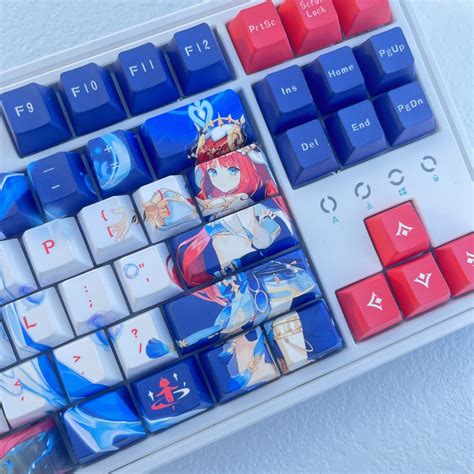 128 Phím Nilou Keycaps Cherry Profile Genshin Impact Anime PBT Dye Sub