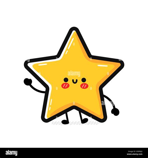 Cute funny happy star sign character. Vector hand drawn cartoon kawaii ...