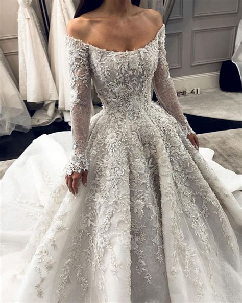 50 Breathtaking Wedding Dresses In 2022 Off The Shoulder Long Sleeve