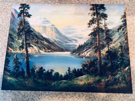 Rare Original Vintage Wm Thompson Print Of Lake Louise Banff Wood