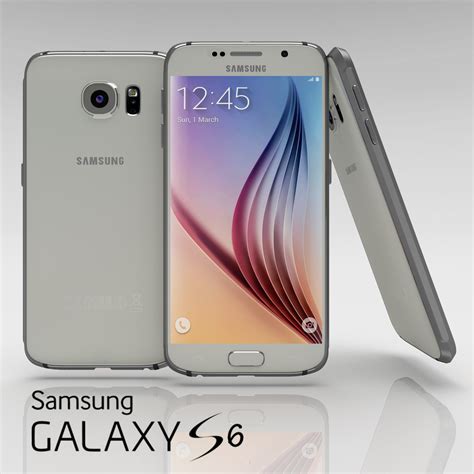 3d Model Samsung Galaxy S6 White Pearl Vr Ar Low Poly Cgtrader