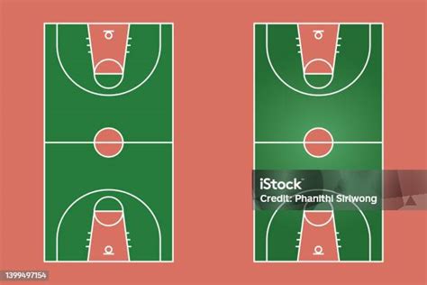 Desain Datar Lapangan Basket Ilustrasi Grafis Lapangan Olahraga Vektor Lapangan Basket Dan Tata