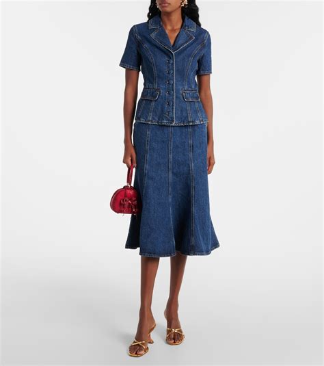 Flared Denim Midi Dress In Blue Self Portrait Mytheresa