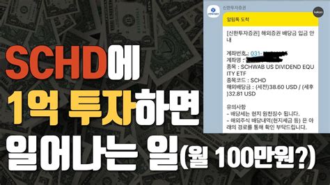 Schd에 1억 넣으면 배당으로 월 100만원 받을 때까지 얼마나 걸릴까일시금 적립식 투자 비교 12월 배당금 공개