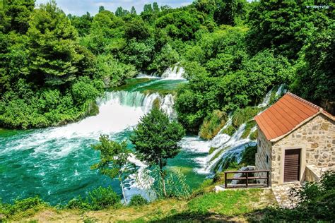 Chorwacja Dom Park Narodowy Krka Las Wodospad