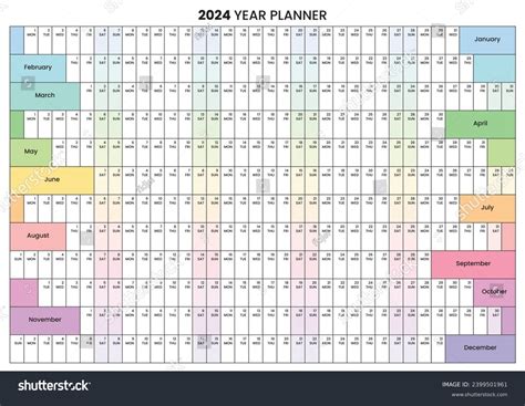 2024 School Wall Planner Printable Calendar Stock Vector Royalty Free