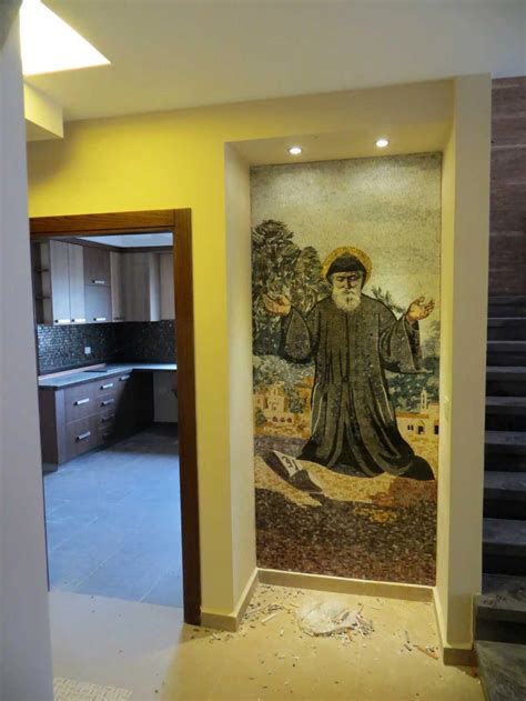 Saint Charbel Icon Religious Mosaic Religious Mozaico