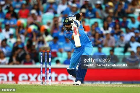 Indias Virat Kohli Hits Out During The Icc Champions Trophy Warm Up