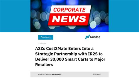 A2Z Smart Technologies Corp NASDAQ AZ On Twitter AZ Cust2Mate