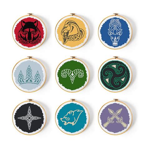 Skyrim Guard Shields Cross Stitch Pattern Set Etsy Colourful Cross