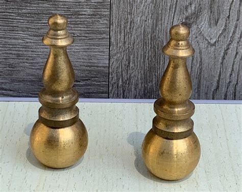 Vintage Solid Brass Lamp Finial Set 2 Etsy