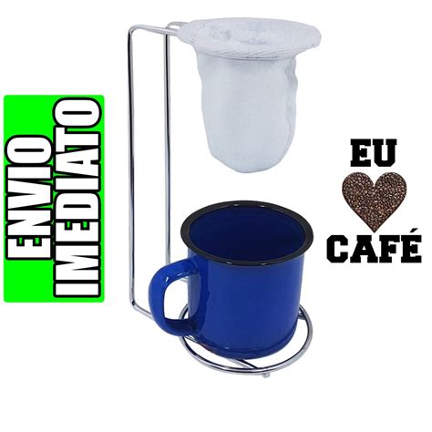 Mini Coador de Pano Para Café e Chá Suporte Cromado de Inox Filtro