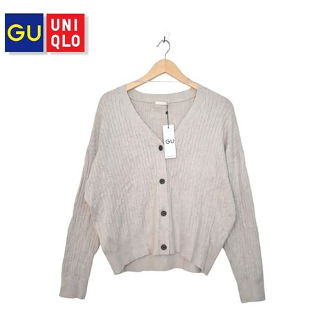 Cardigan Premium Lidi GU Uniqlo Nude LIKE NEW KODE B28 31 Fesyen Wanita Pakaian Wanita