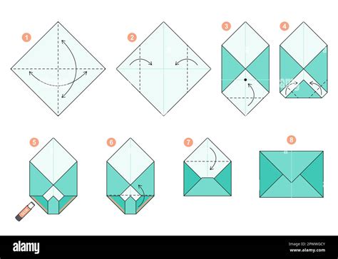 Origami tutorial for kids. Origami cute envelope Stock Vector Image ...