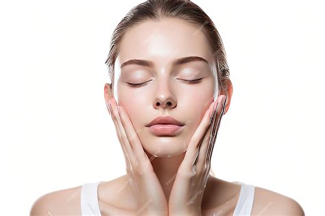 Premium Ai Image A Pretty Women For Facial Wash Product Model With Hand On Her Face Fresh Face