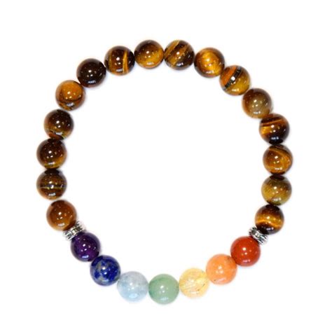 Bracelet Chakras Oeil De Tigre Perles Rondes Mm Bracelets