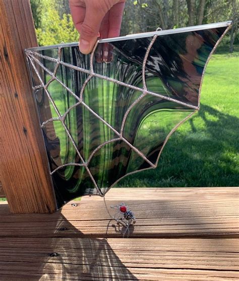 Stained Glass Spider Web Corner With Spider Spider Web Decor Etsy