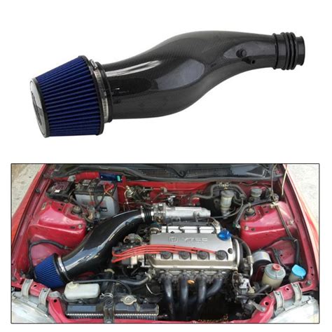 Real Carbon Fiber Air Intake Pipe For Honda Civic 92 00 Eg Ek With Air Filter Engine Cold Intake