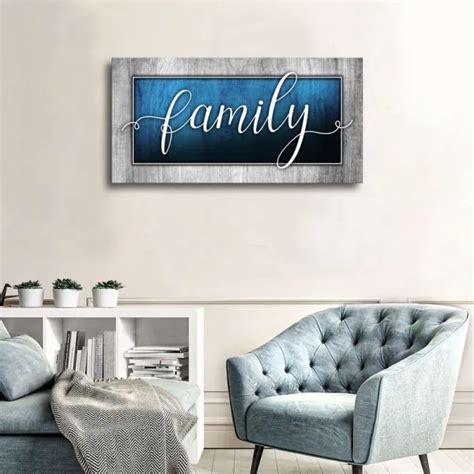 Dropship Family Canvas Wall Art-Navy Blue Family Wall Decor-Family Word ...