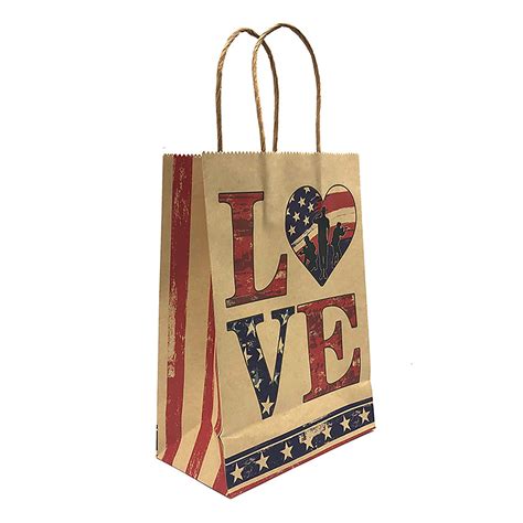 Kraft Paper Bag For Independence Day Party Patriotic Gift Bags With