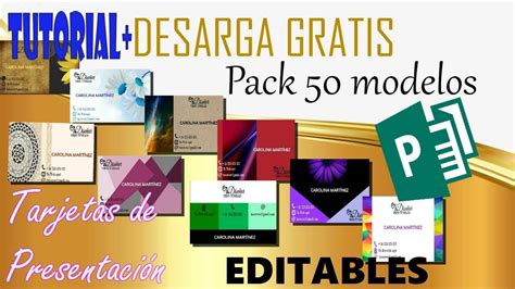 DESCARGA GRATIS Pack 50 Tarjetas de Presentación EDITABLES Te E