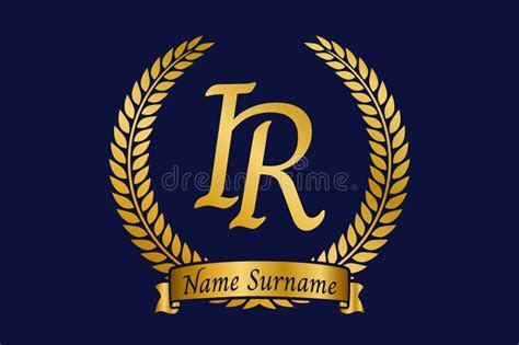 Initial Letter I And R IR Monogram Logo Design With Laurel Wreath