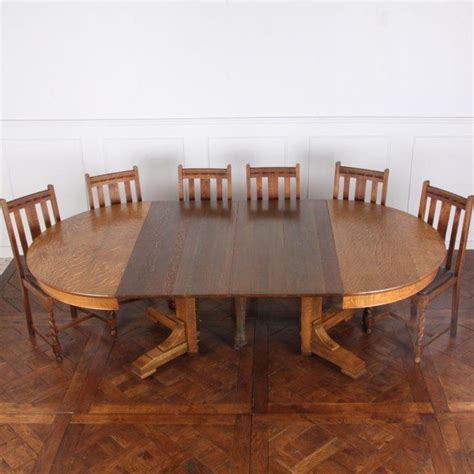 Round Oak Extending Dining Table at 1stDibs | oak round extendable dining table, oak round ...