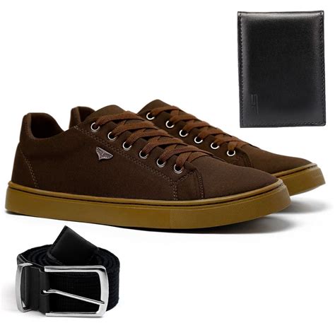 Kit Tênis Masculino SapatoFran Casual Skateboard Café Carteira