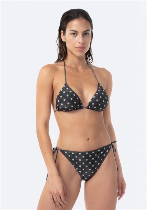 Top De Bikini De Ba O Triangular Con Hilo Metalizado De Mujer Avec