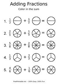 Adding Fractions Pie Chart