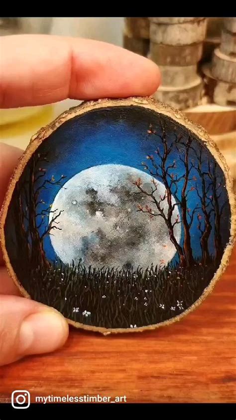 Miniature Woodslice Painting Wood Art Projects