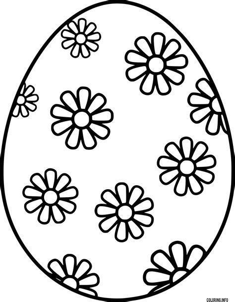 Easter Egg With Ten Flowers Coloring Page Printable