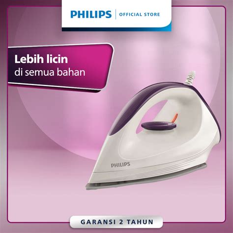 Jual Philips Setrika Kering Afinia Gc Putih Ungu Tapak Setrika