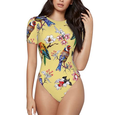 Easygdp Beautiful Bright Birds And Flowers Womens One Piece Swimsuit