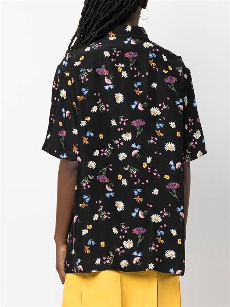 Stella Mccartney Floral Print Silk Shirt Black Farfetch