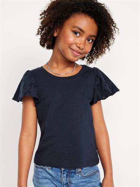 Flutter Sleeve Embroidered Eyelet Top For Girls Old Navy