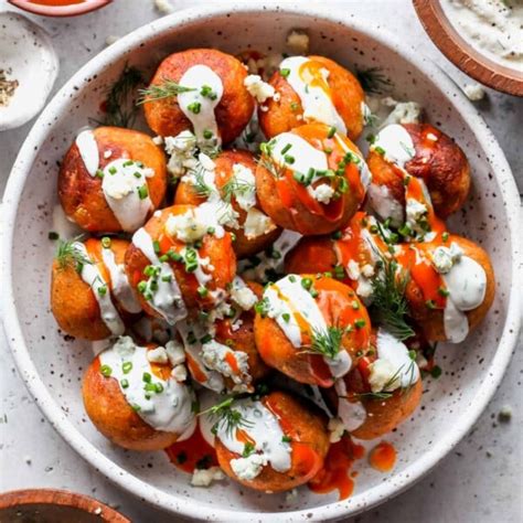 Buffalo Chickpea Meatballs With Yogurt Ranch Dishing Out Health