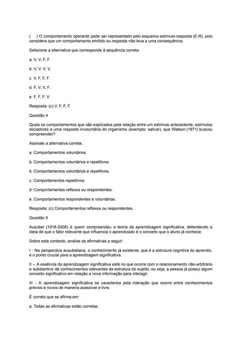 SOLUTION Curso pedagogia questionário de psicologia da Educação