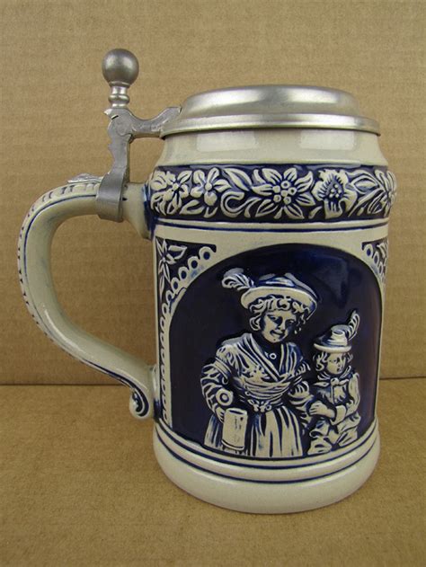 Vintage Original Gerzit Gerz West German Pictorial Beer Stein Cobalt