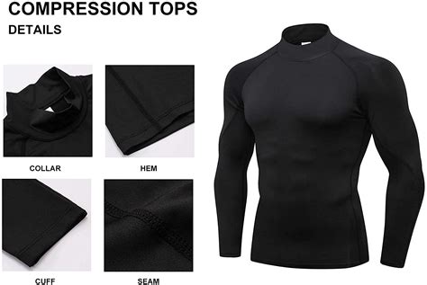 Men Mock Turtleneck Compression Shirt Long Sleeve Football Undershirt Male Sports Running Base