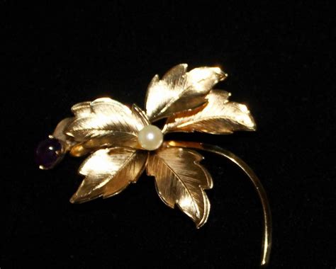 Vintage Wells K Gold Filled Flower Brooch Faux Pearl And Etsy