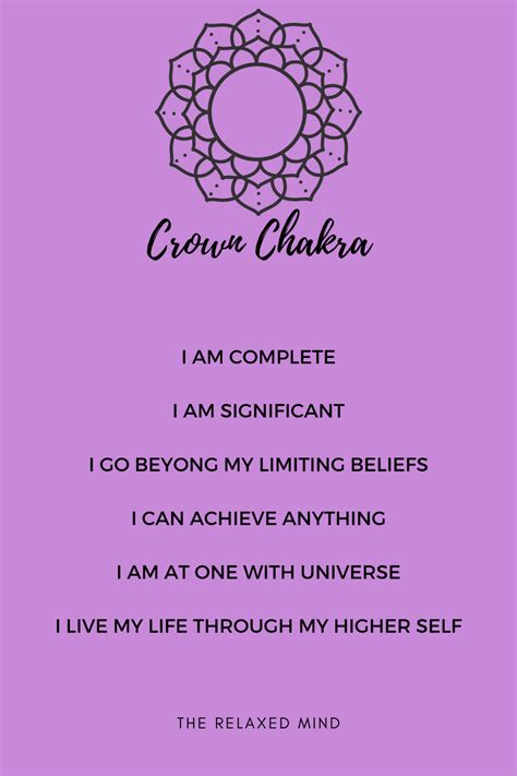 Crown Chakra Affirmations Chakra Affirmations Chakra Crown Chakra